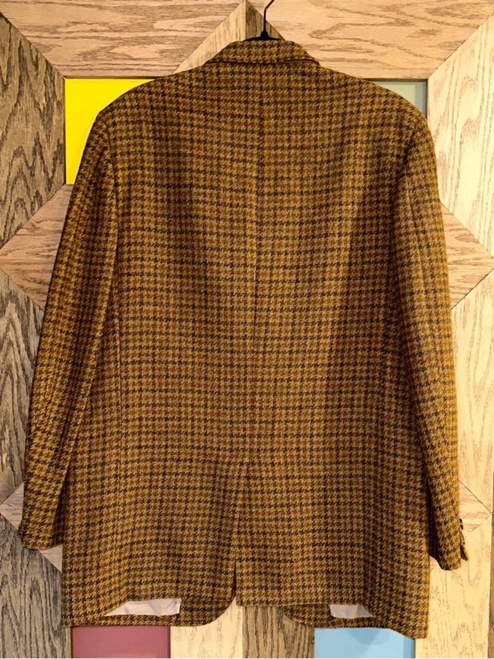 Vtg 70s Tweed Blazer Great Britain Luxury Brown Wool Houndstooth Sport Coat 41L